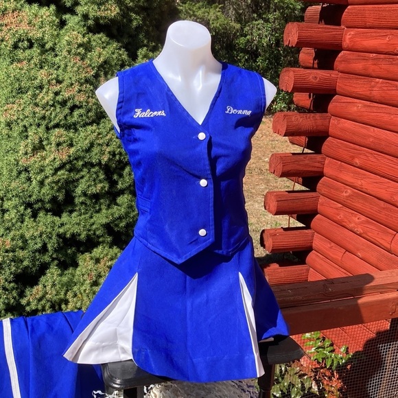 Cheerleader outfit vintage hand made 6 piece outfit pom poms skirt vest - Picture 12 of 16